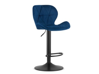 Scaun de bar albastru WEST VELVET cu picior negru