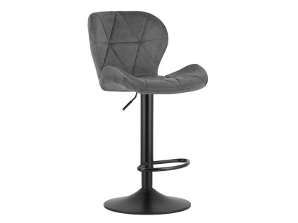 Scaun de bar gri WEST VELVET cu picior negru