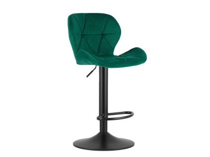 Scaun de bar verde WEST VELVET cu picior negru