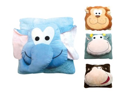 Plyšový dětský polštář CUDDLI FRIENDS 70x70 cm – hebký kamarád pro každý dětský pokoj.