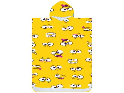 Poncho prosop de plaja SMILE galben 80x145 cm