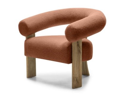 Designové křeslo KOKEI hnědé – sytý odstín a dubové nohy