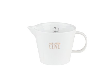 Bílá porcelánová mlékovka ADD A LITTLE LOVE s odměrkou