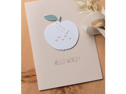 Papírové přání HELLO WORLD k narození miminka