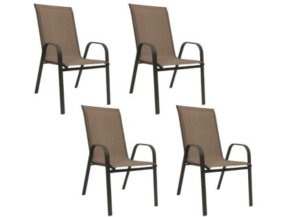 Zahradní křesla TAVERNO set 4 ks hnědá/černá s kovovou konstrukcí