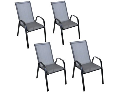 Zahradní křesla TAVERNO set 4 ks šedá/černá s kovovou konstrukcí