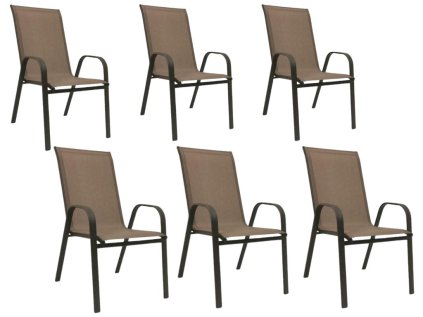Zahradní křesla TAVERNO set 6 ks hnědá/černá pro rodinné posezení