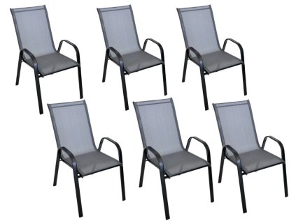 Zahradní křesla TAVERNO set 6 ks šedá/černá s pevným rámem