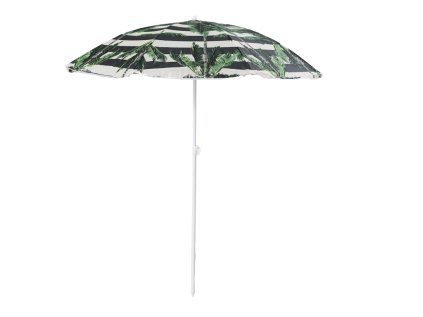 Černo-bílý plážový slunečník PALMA 180 cm s tropickým motivem