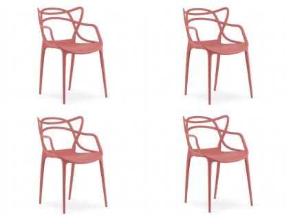 Set 4 scaune din plastic KATO, culoarea coral