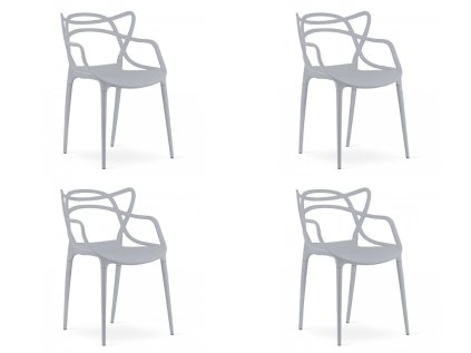 Set 4 bucati scaune din plastic KATO gri deschis