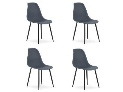 Set 4 scaune gri ardezie OSAKA cu picioare negre