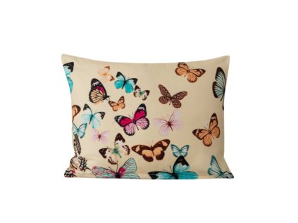 Flanelový povlak VIVA BUTTERFLY 40x50 cm krémový s barevnými motýly