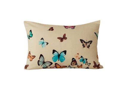 Flanelový povlak VIVA BUTTERFLY 50x70 cm krémový s barevnými motýly