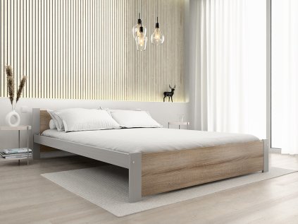 Moderní postel IKAROS 120 x 200 cm dub sonoma/šedá do stylové ložnice