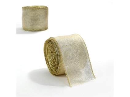 Vánoční stuha GOLDIE 6,3 cm zlatá na dárky a sváteční dekorace