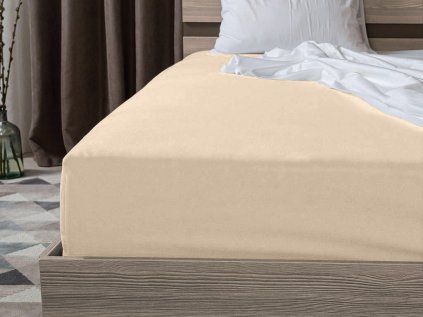 Cearsaf Jersey bej deschis 90 x 200 cm