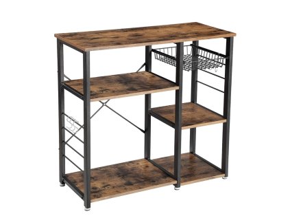 Mikrovlnná police TAYLOR 84x90 cm rustikálně hnědá s výsuvným košem