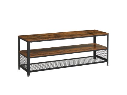 Rustikální TV stolek TAYLOR 140x40 cm s kovovým rámem do industriálního interiéru