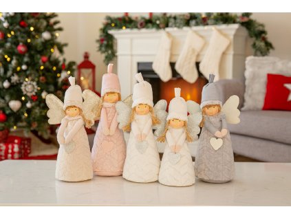 Vánoční dekorace SWEETHEART ANGEL 30,5 cm v pastelových barvách