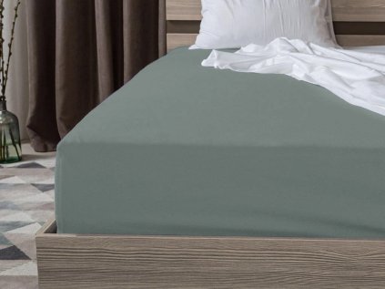 Jersey prostěradlo 140x200 cm šedozelené – napínací a měkké