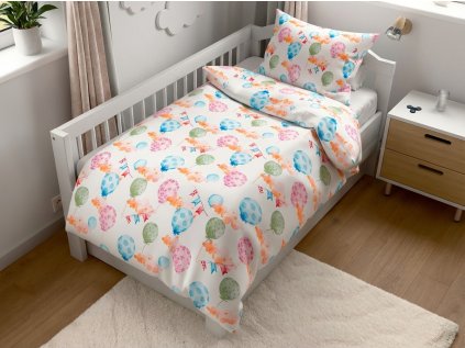 Lenjerie de pat din crep pentru patut Renforcé BALUNEA albă