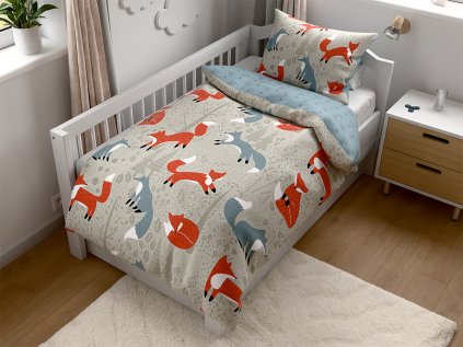 Lenjerie de pat creponata pentru patut Renforce FOXIVA grena