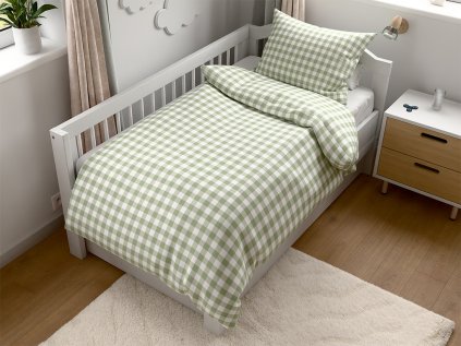 Lenjerie de pat din crep pentru patut Renforce GRENTIS verde