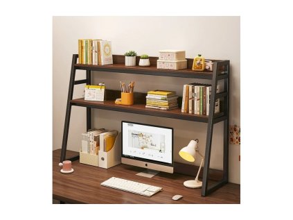 Multifunkční 3patrová police VERTEX černá/ořech na pracovní stůl