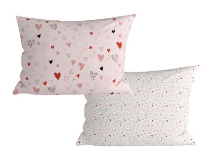 Růžové povlaky LOVITA 40x60 cm s romantickým motivem srdcí