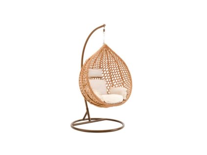 Stylové světlé hnědé závěsné křeslo TROPIKAL s bílo-hnědým polštářemobrázek 2024 06 04 074354871