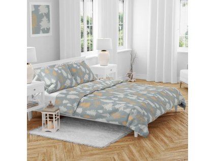 Elegantní bavlněné povlečení HOLLY REST šedé s motivem stromků