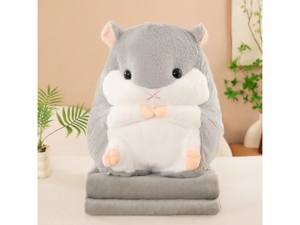 Plyšový KŘEČEK s dětskou dekou uvnitř, šedý