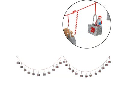 Závěsný adventní kalendář BAGLANDER šedý – délka 5 metrů