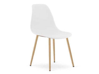 Moderní Bílá židle OSAKA s kovovými nohami v dekoru dřeva