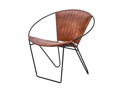 Designové křeslo PANCHO hnědé s kovovým rámem