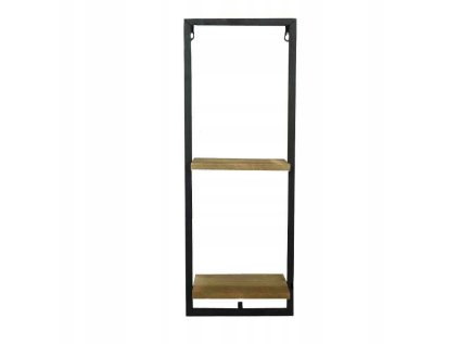 Kovová nástěnná police TANDOR 20 x 55 cm s dřevěnými policemi, ideální pro dekorace, knihy nebo rostliny v industriálním i moderním interiéru.