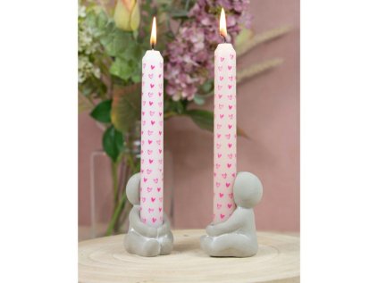 Romantická sada svícnů IDEAS 4 SEASONS růžová – objímající postavičky