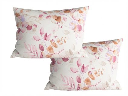 Set de 2 huse decorative pentru perna din microfibra FLORANY 50x70 cm, alba