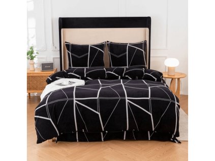 Mikroplyšové povlečení DALEK černé s moderním geometrickým vzorem
