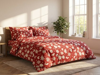 Lenjerie de pat din bumbac GIFTY rosie