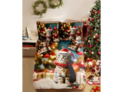 3D bavlněné povlečení HOLLY PAWS barevné s vánočním motivem