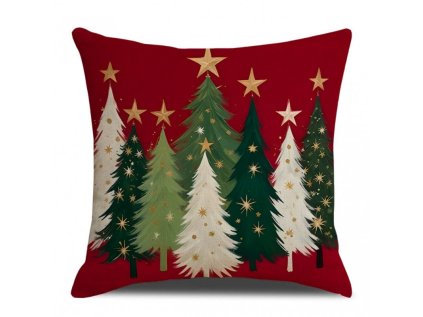 Vánoční povlak na polštář MAGIC TREES 45x45 cm s motivem stromečků