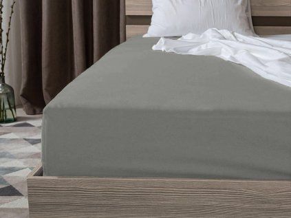 Šedé jersey prostěradlo 200 x 220 cm na dvoulůžko