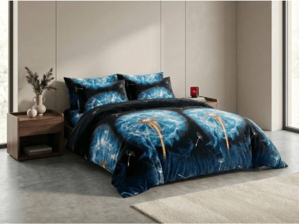 Mikroplyšové povlečení FLAEVOR modré s pampeliškami