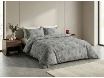 Bavlněné povlečení FLOERIUM šedé s jemným přírodním vzorem