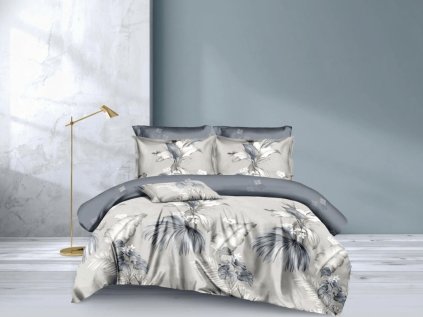 Moderní povlečení DUO SENSE CALYRA s šedým tropickým vzorem