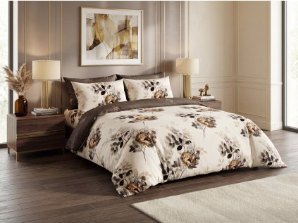 Lenjerie de pat reversibila DUO SENSE CARMELIA cu modele + husa pentru perna 40x50 cm GRATUIT