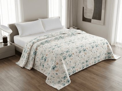 Romantický přehoz na postel ELIVINE bílý s motýlky – čistá bavlna