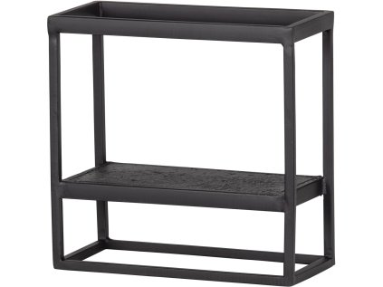 Kovová police CASTO 40x40 cm černá v industriálním interiéru